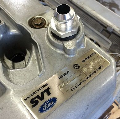 Ford 4.6 Push In style AN Valve Cover fitting - Click Image to Close